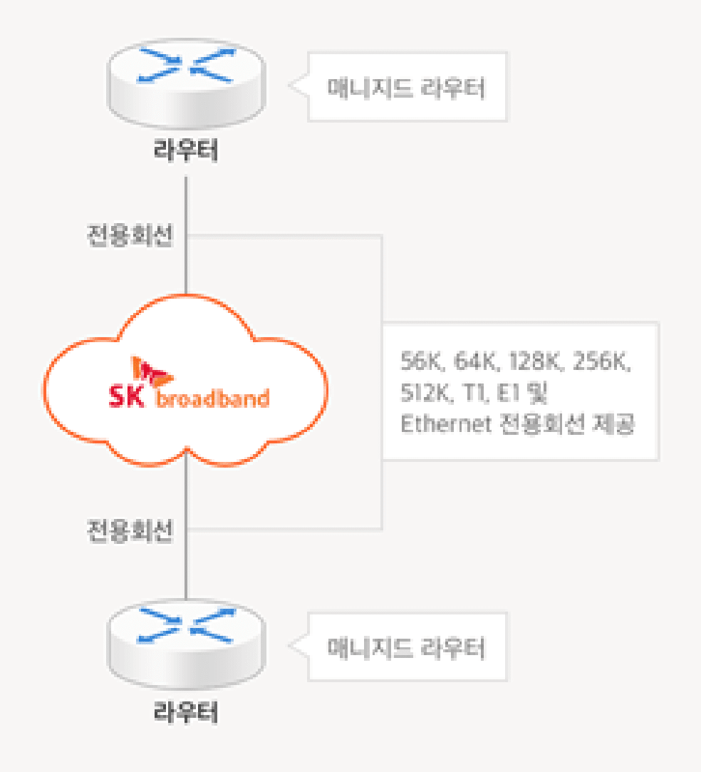 라우터를 이용한 전용회선 제공 이미지